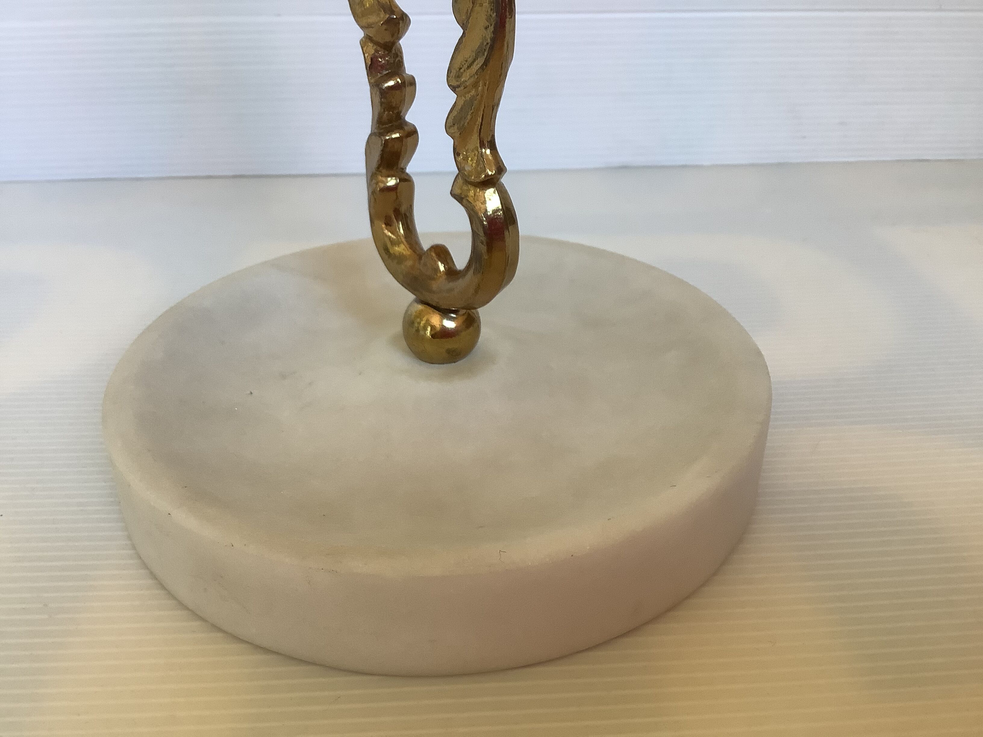 Metal and stone candle holder