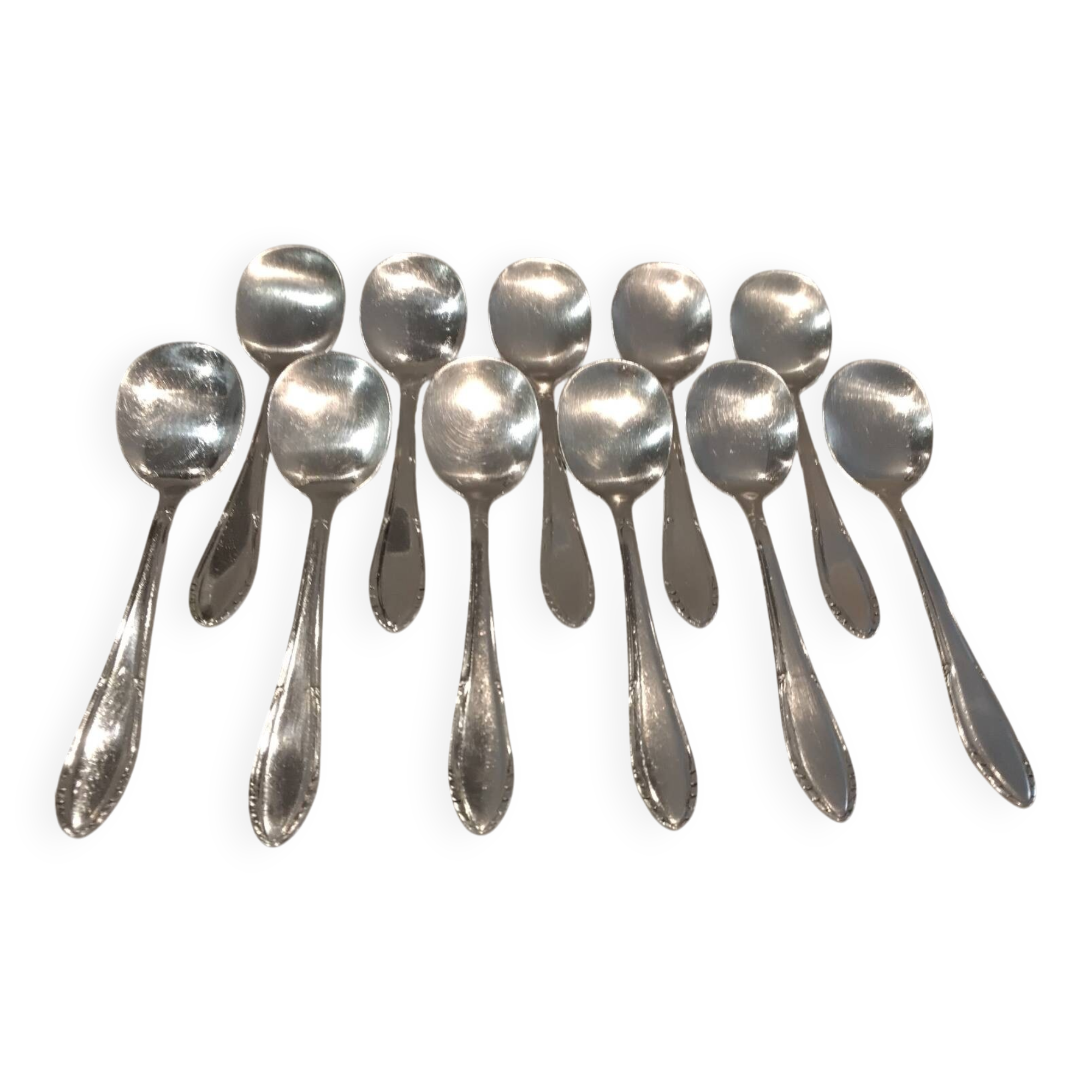 11 silver-plated ice cream scoops, goldsmith, art deco style