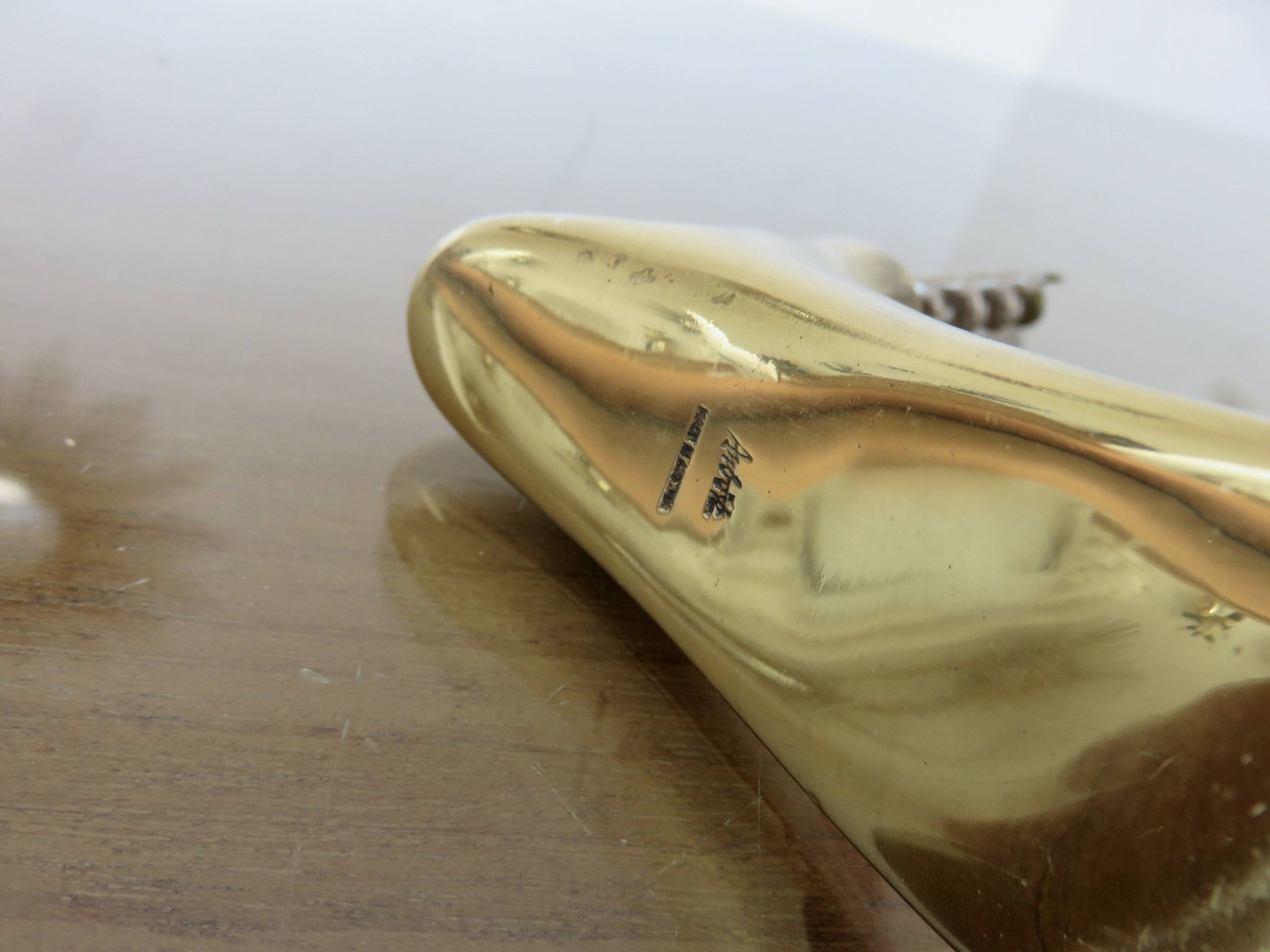 Carl Aubock, signed, necessary bar in gilded brass, Austria, 1950