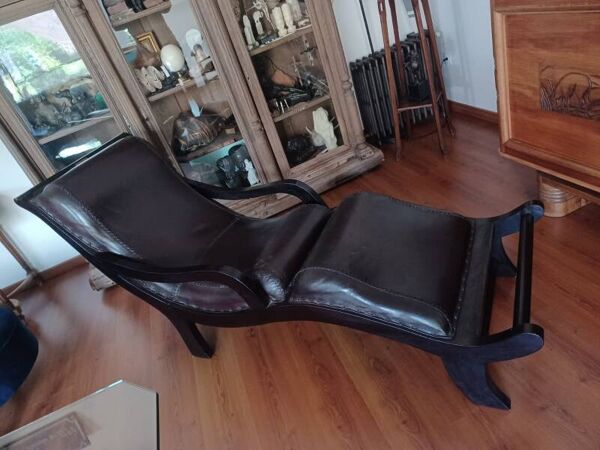 Superbe ancienne méridienne fauteuil lounge esprit colonial