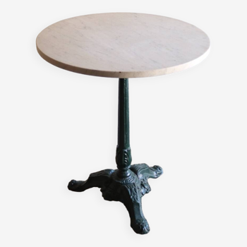 Round white marble bistro table