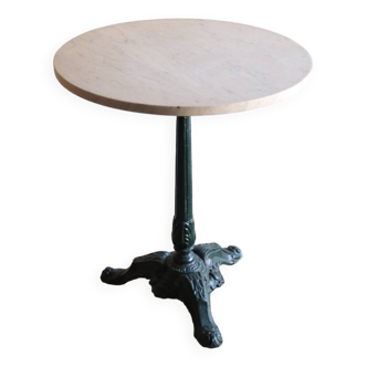 Table bistrot ronde en marbre blanc