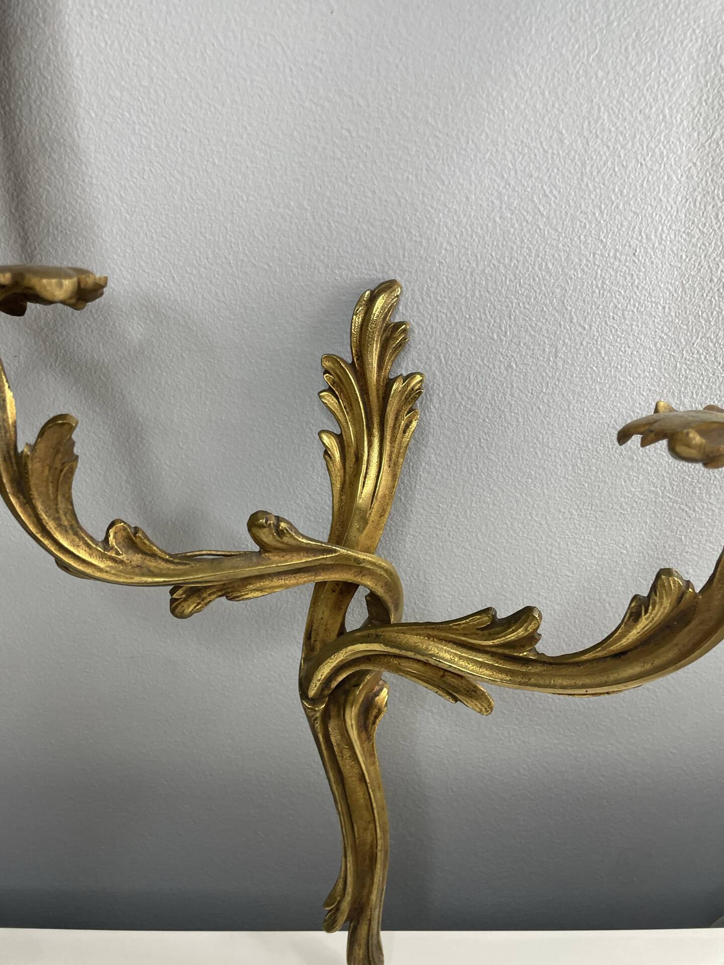 2 antique wall sconces in gilded bronze, Louis XV style