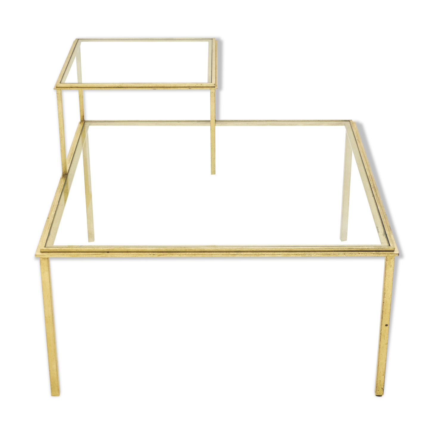 Table basse fer forgé dorée signée Robert Thibier années 60