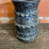 Vintage 1970s Black Ceramic Vase from VALLAURIS #D695