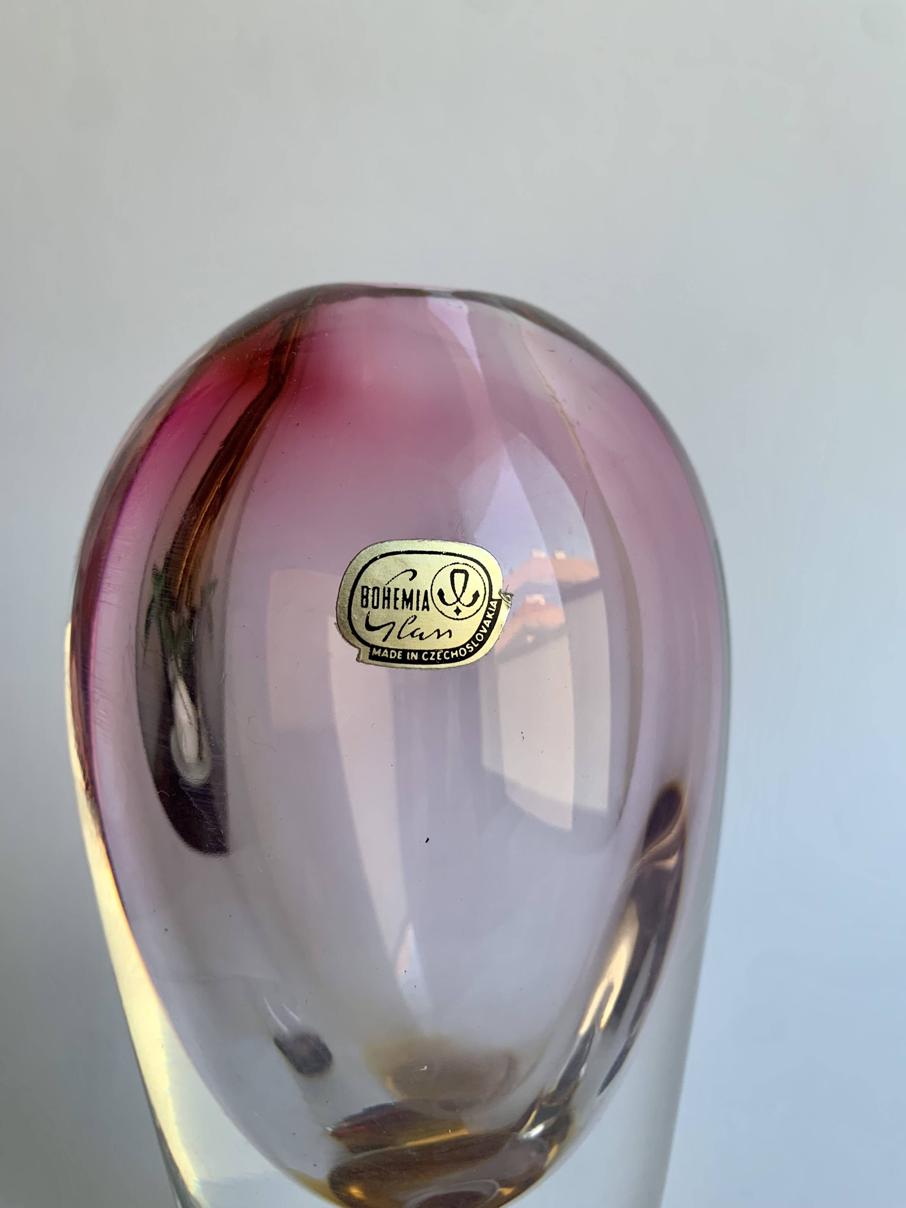 Bohemia Glass Vase, Czech Republic. 1970s