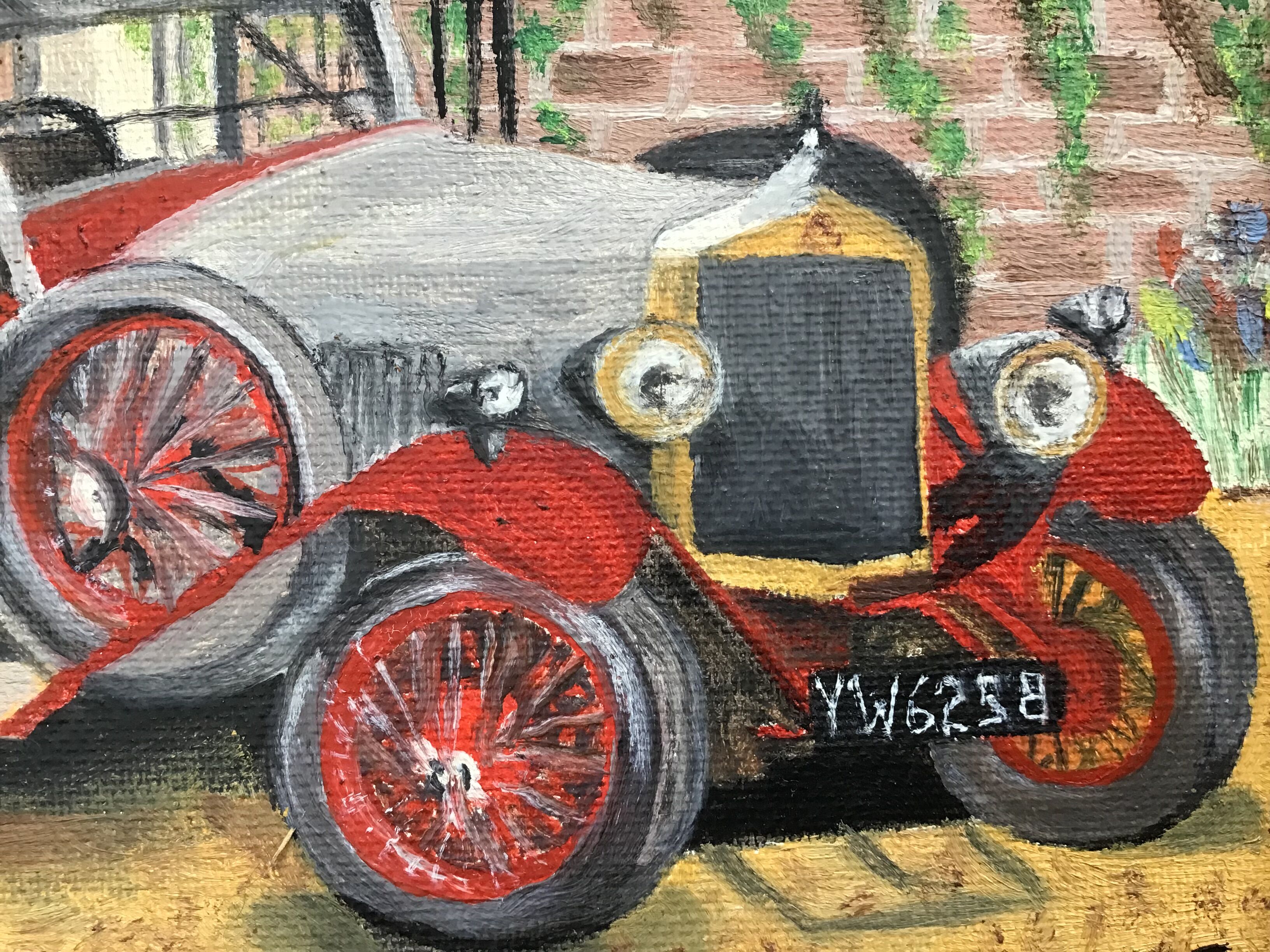 Pair vintage paintings representing 2 old tacots