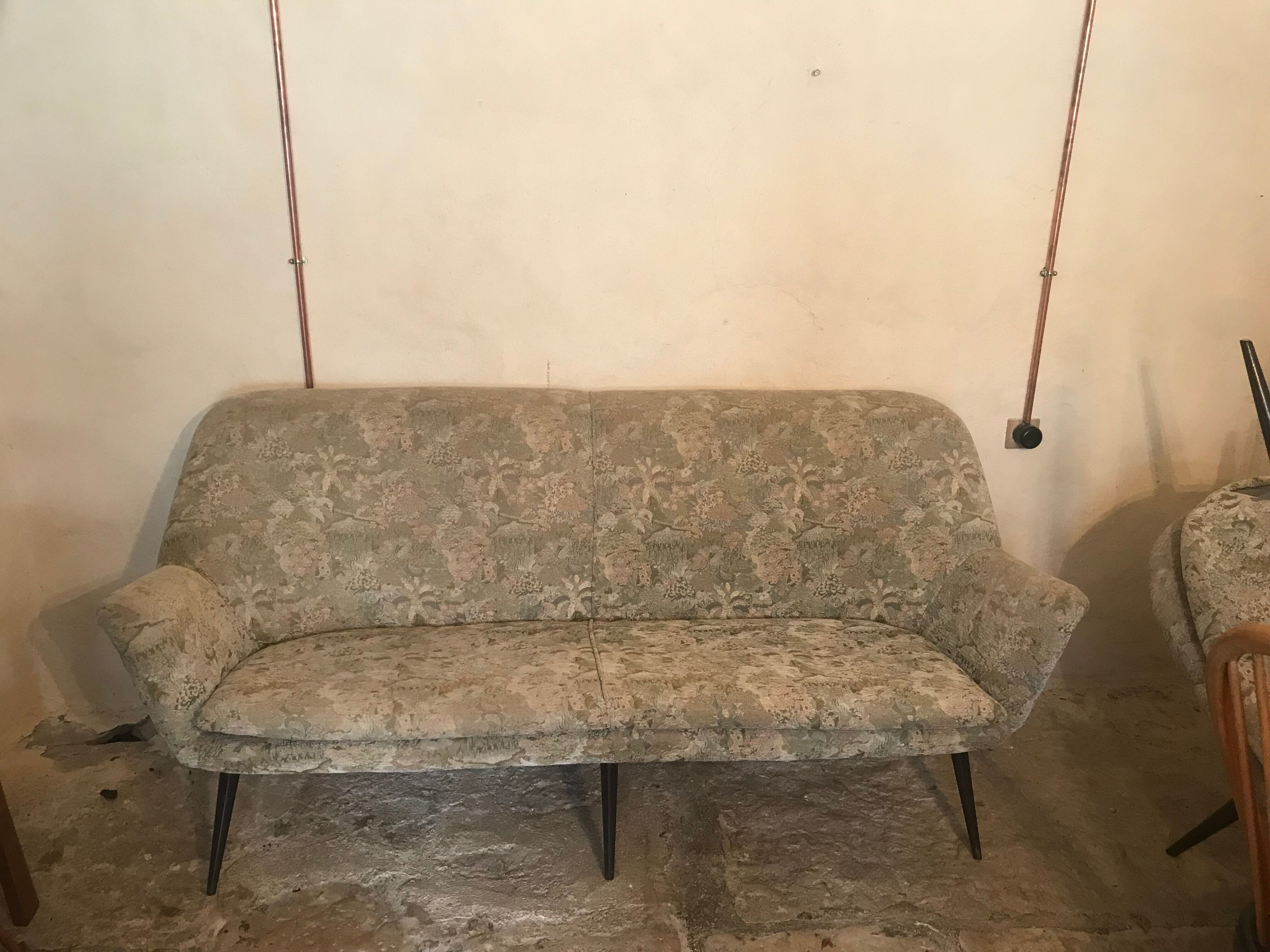 Vintage bench 1940-60's shape basket compass feet