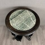 Round Table With Green Marble Inlays Early 20th Century
