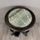Round Table With Green Marble Inlays Early 20th Century
