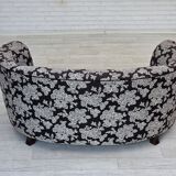 1960s, Danish 2-seater "Banan" sofa, black-white fabric, beech wood.