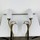 Pair of 1950s wall lights in brass and opaline tulips, Lunel/Arlus