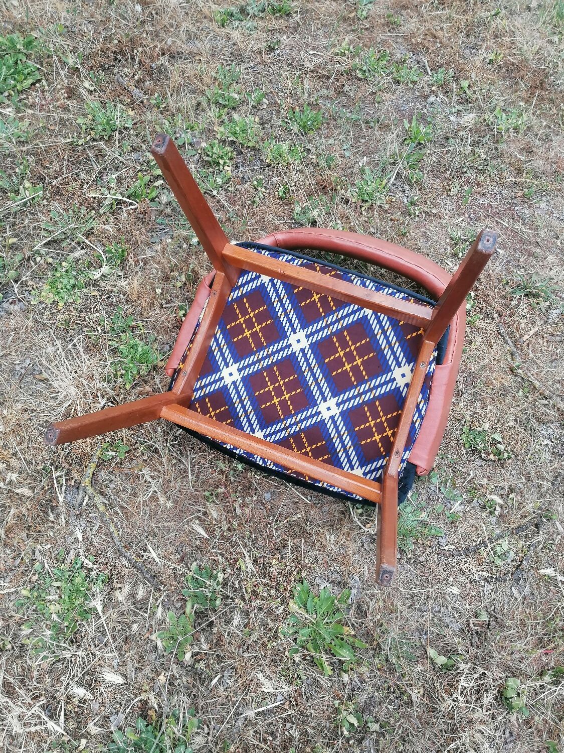 Vintage armchair skaï and velvet SNA Roset.