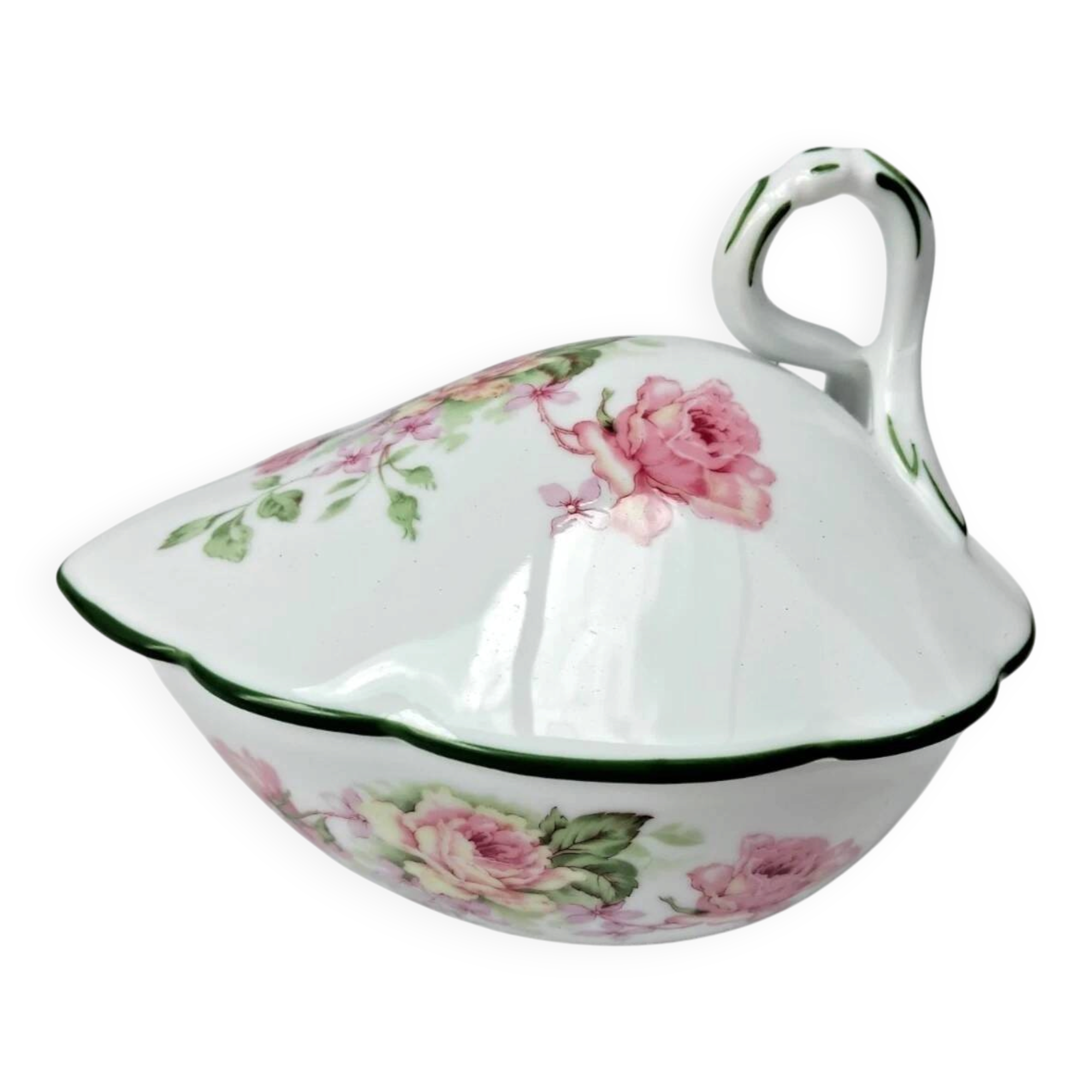 Sugar bowl with its lid in Limoges porcelain by Bernardaud.