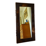 Free-standing mirror with leather frame