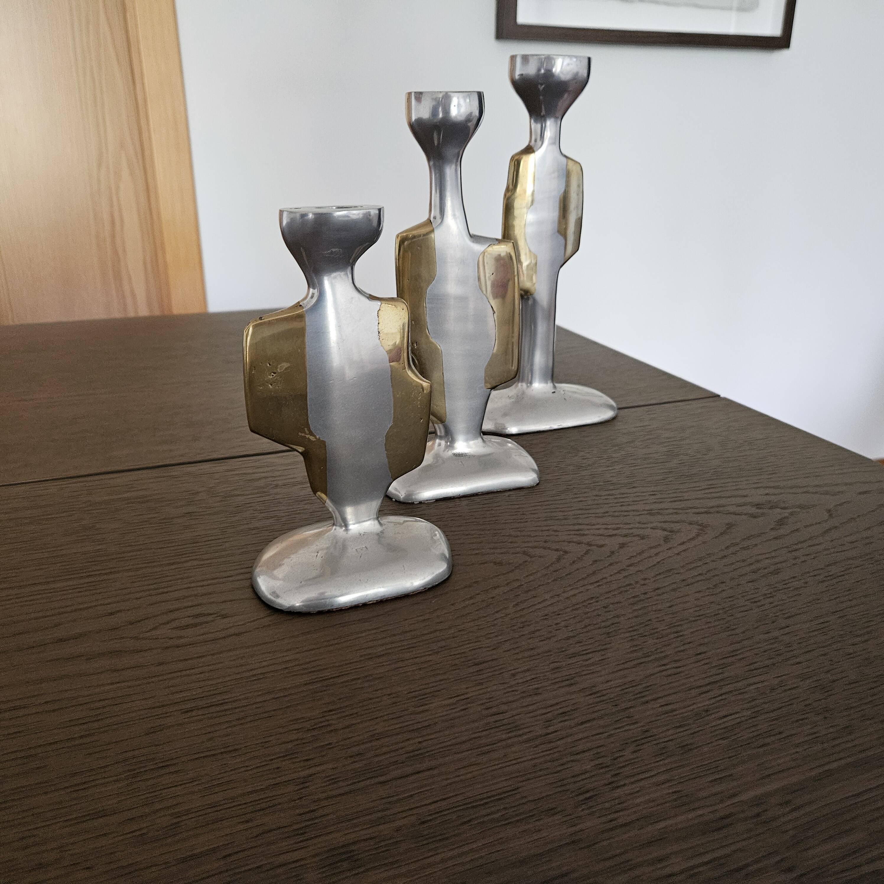 Trio candelabra - monumental platter - brutalist - David Marshall