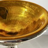 Cup in blown mercury and gilded glass called "sulfide", floral decoration engraved with