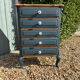 Revamped 5-drawer chest - Prussian Blue & Wood / Louis XV Style