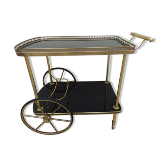 Vintage double wooden trolley with large wheels