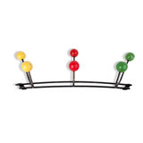 Coat rack in black metal 6 round pegs 1950s