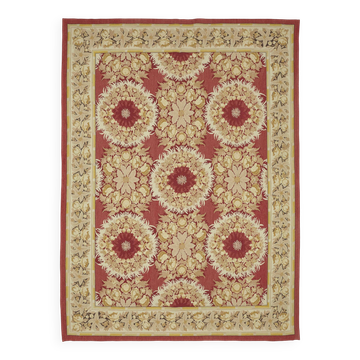 Handmade European Vintage Aubusson Kilim 267 cm x 361 cm