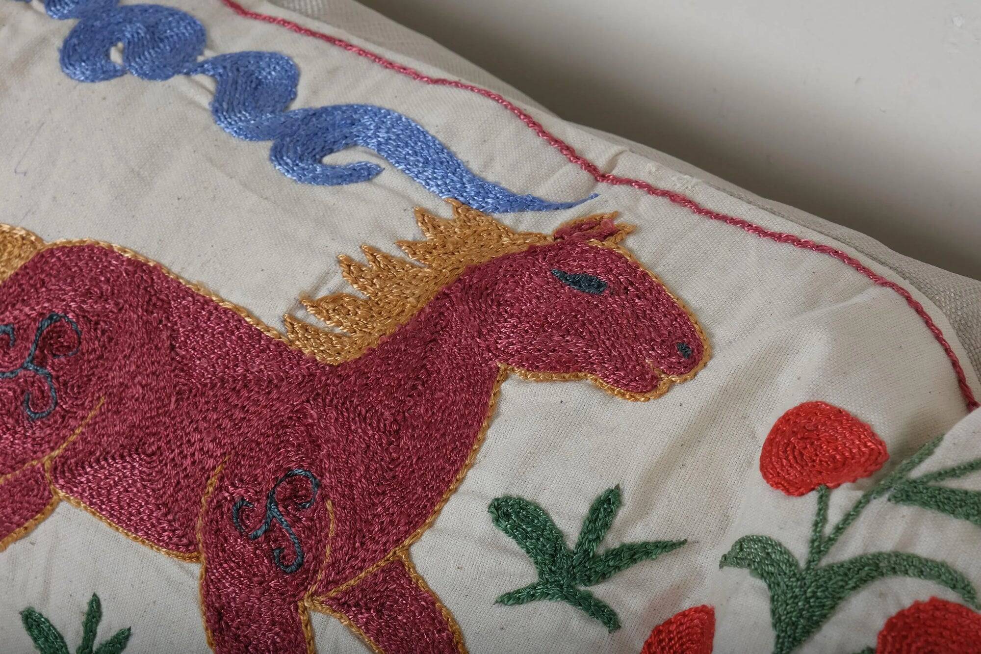 Vintage embroidered cushion cover 46x150 cm