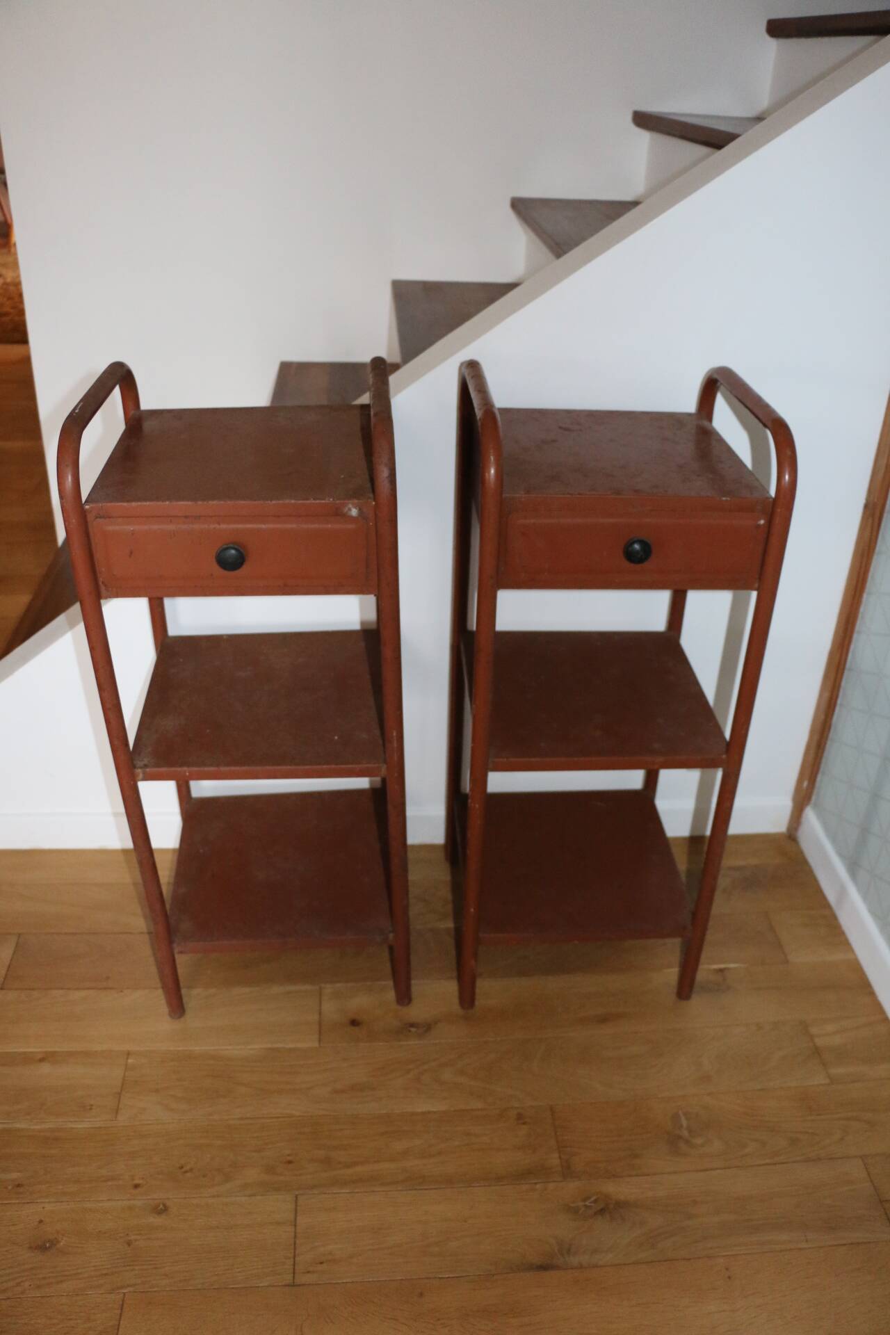 Paire de chevets d’internat métal 1960