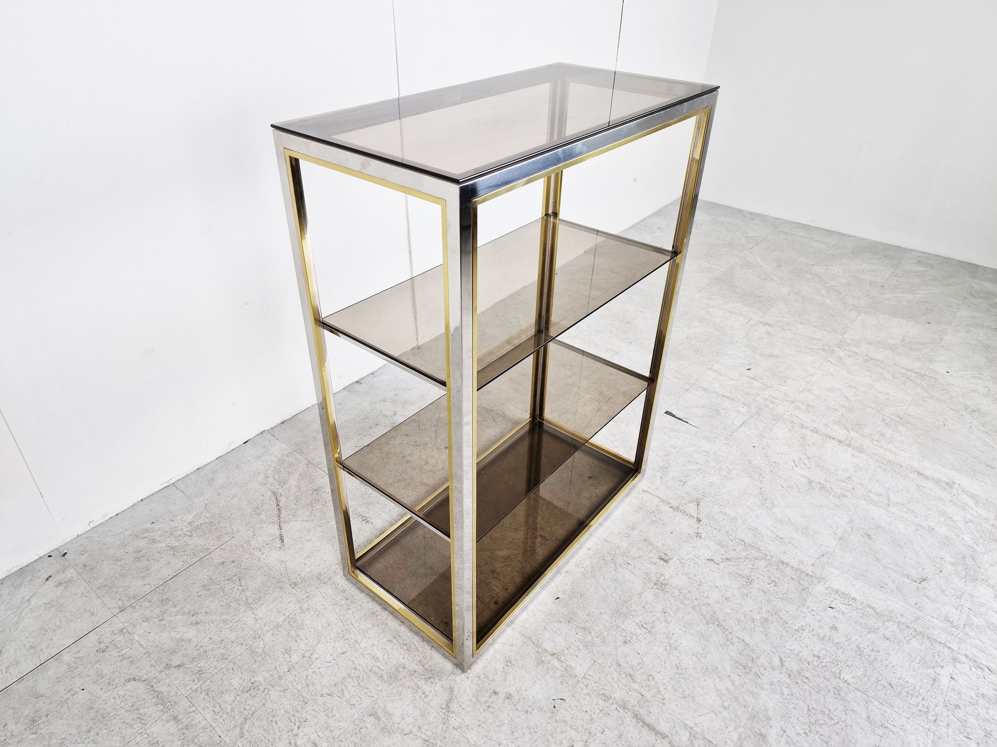 Etagère laiton vintage et chrome, années 1970