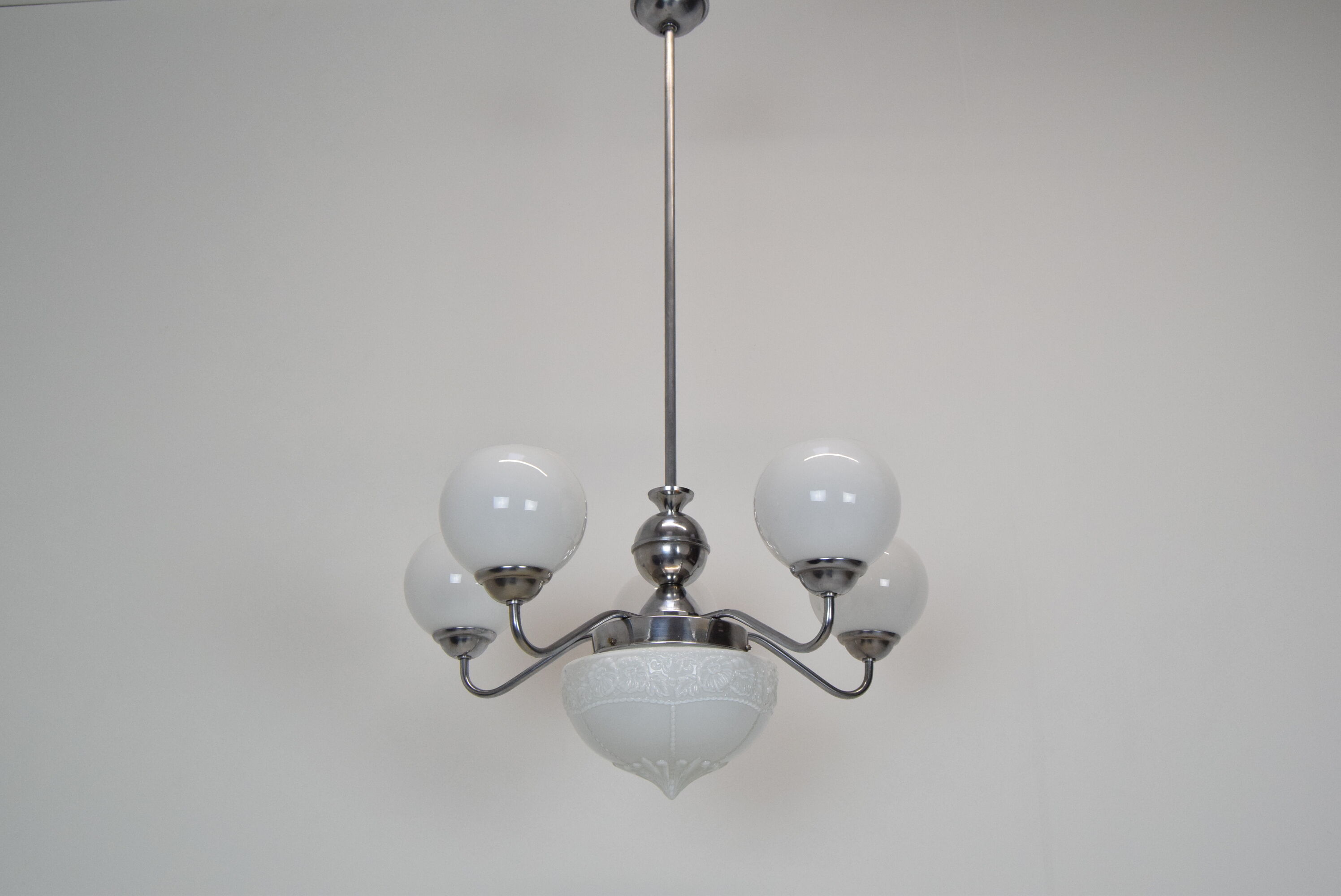 Art deco chrome chandelier,1930's.