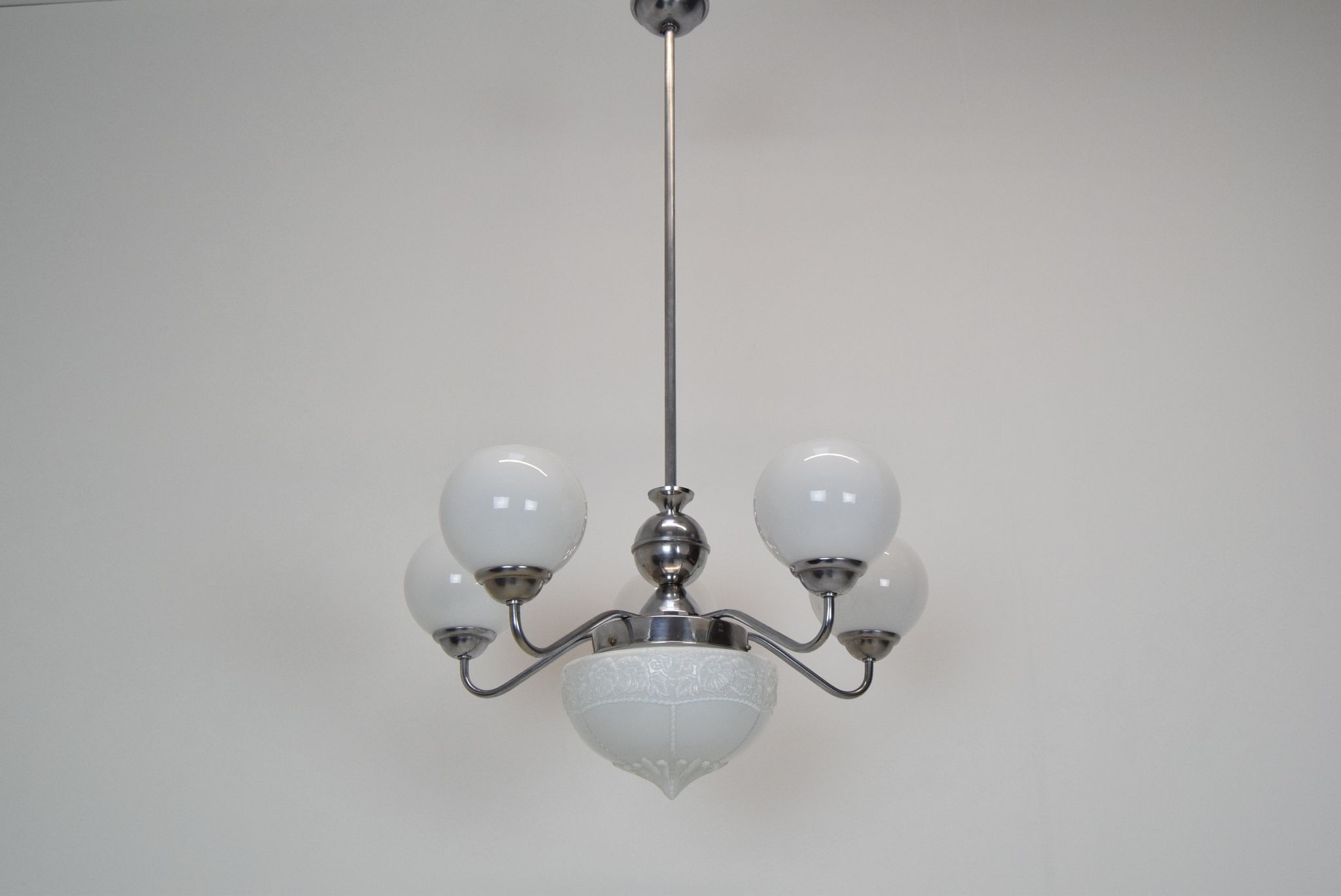 Art deco chrome chandelier,1930's.
