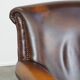 Dark brown cow leather English style armchair