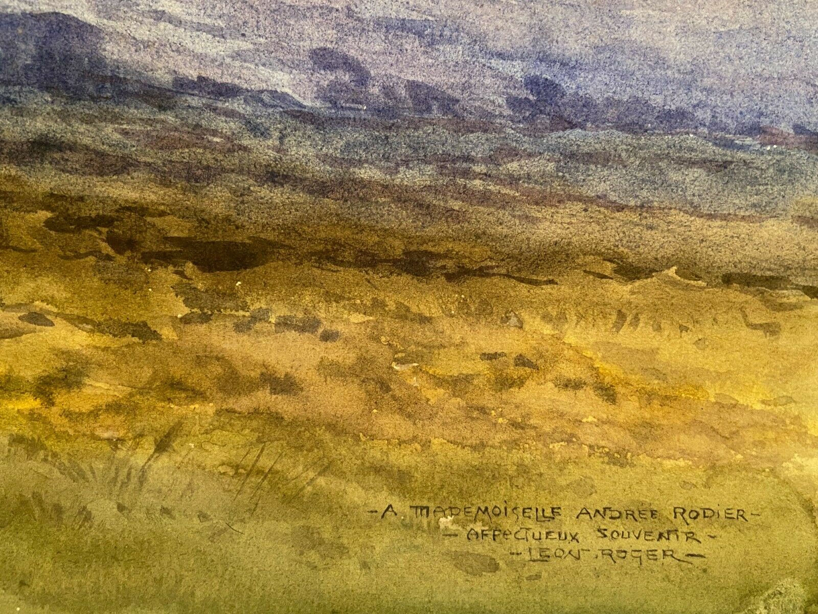 Watercolor late nineteenth early twentieth The evening on the moor signed Léon Roger 1886-1924