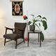 Danish armchair in teak & boucle fabric