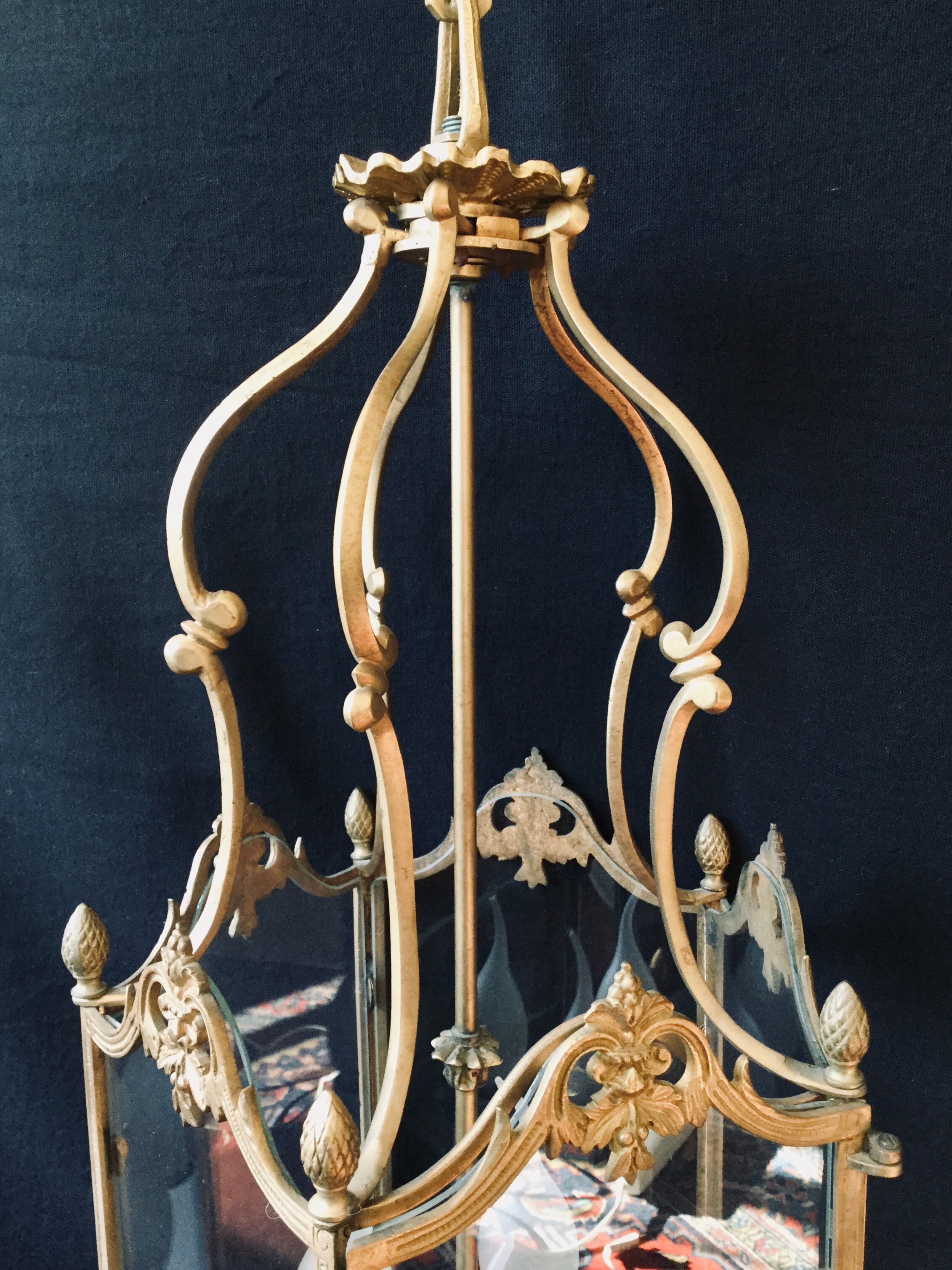 Lantern 3 lights bronze and brass