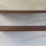 String wall shelf in gold metal and wood - 60s/70s