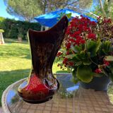 Vallauris red brown vase large