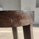 High tripod stool in brown solid wood