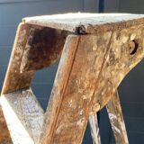 Antique authentic painter's stepladder in vintage patinated wood