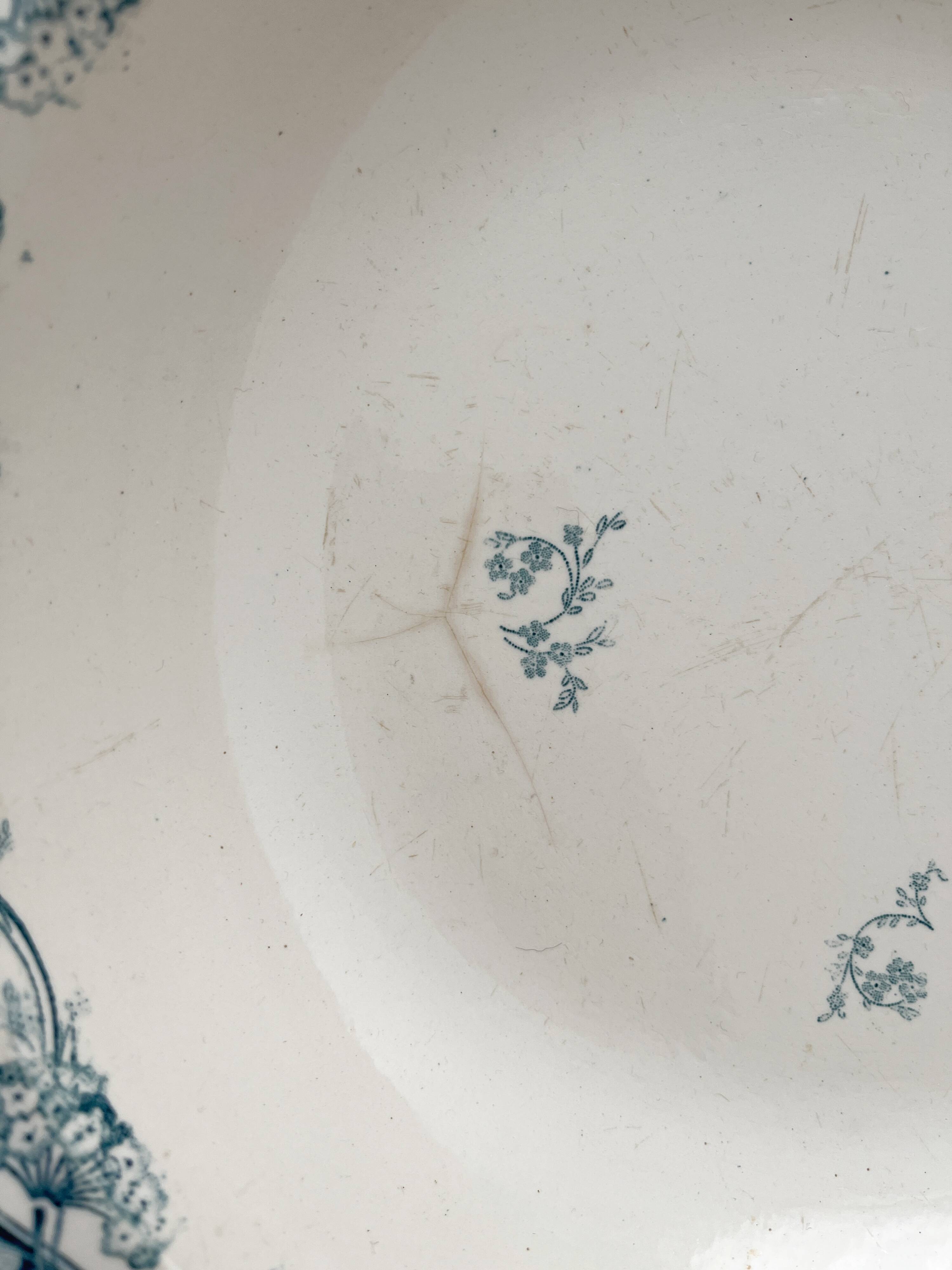 Round, hollow ironstone dish "Milan" Creil and Montereau