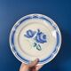 Set of 6 vintage Bondavillier dinner plates | Opaque blue porcelain