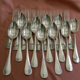Set of 10 cutlery in silver white metal