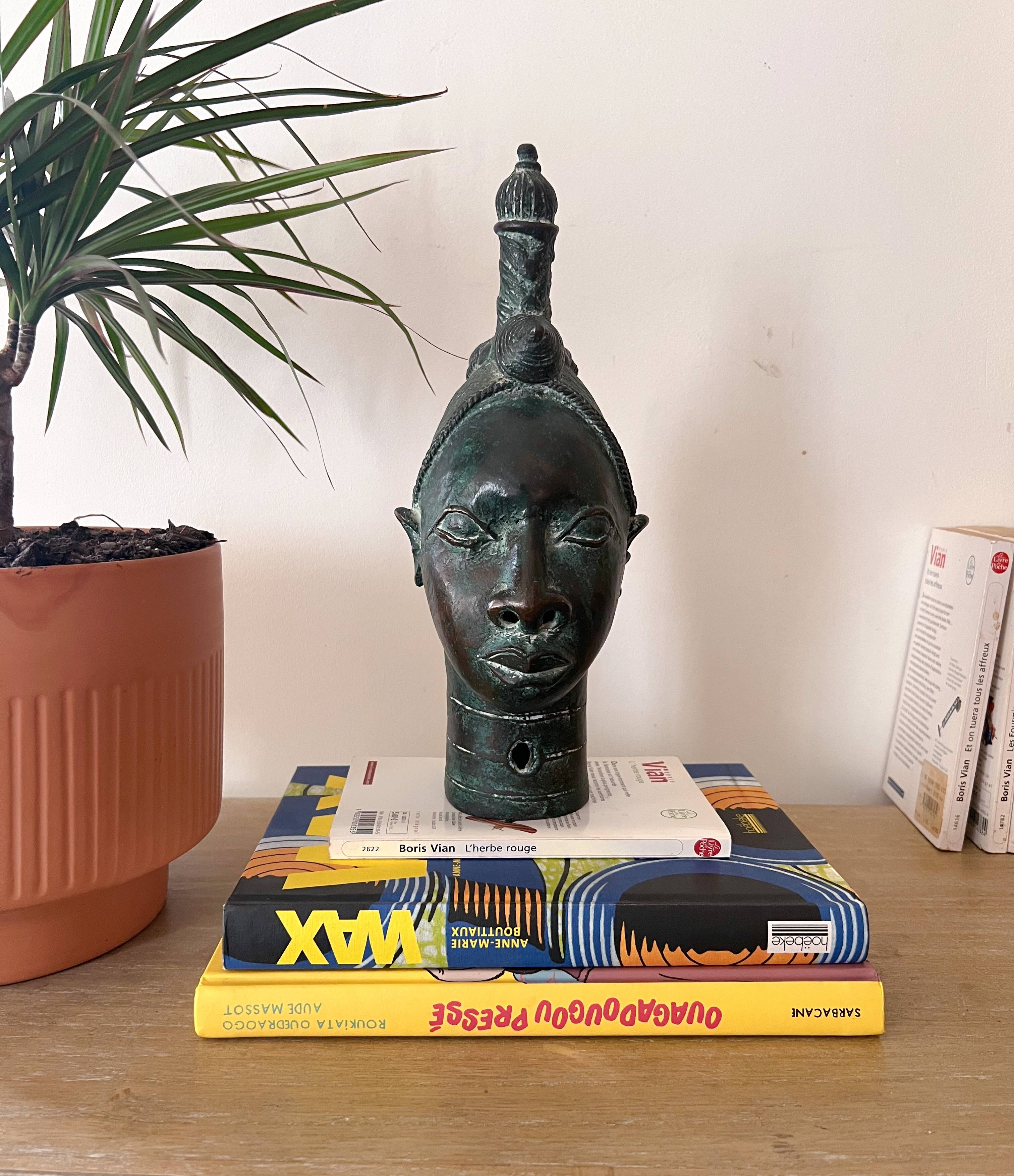 Ife head with bronze headdress (Nigeria)