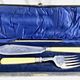 Antique Victorian fish serving cutlery, bone and silver-plated metal