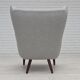 1960s, Danish "Teddy chair" with stool, reupholstered, wool, teak wood.