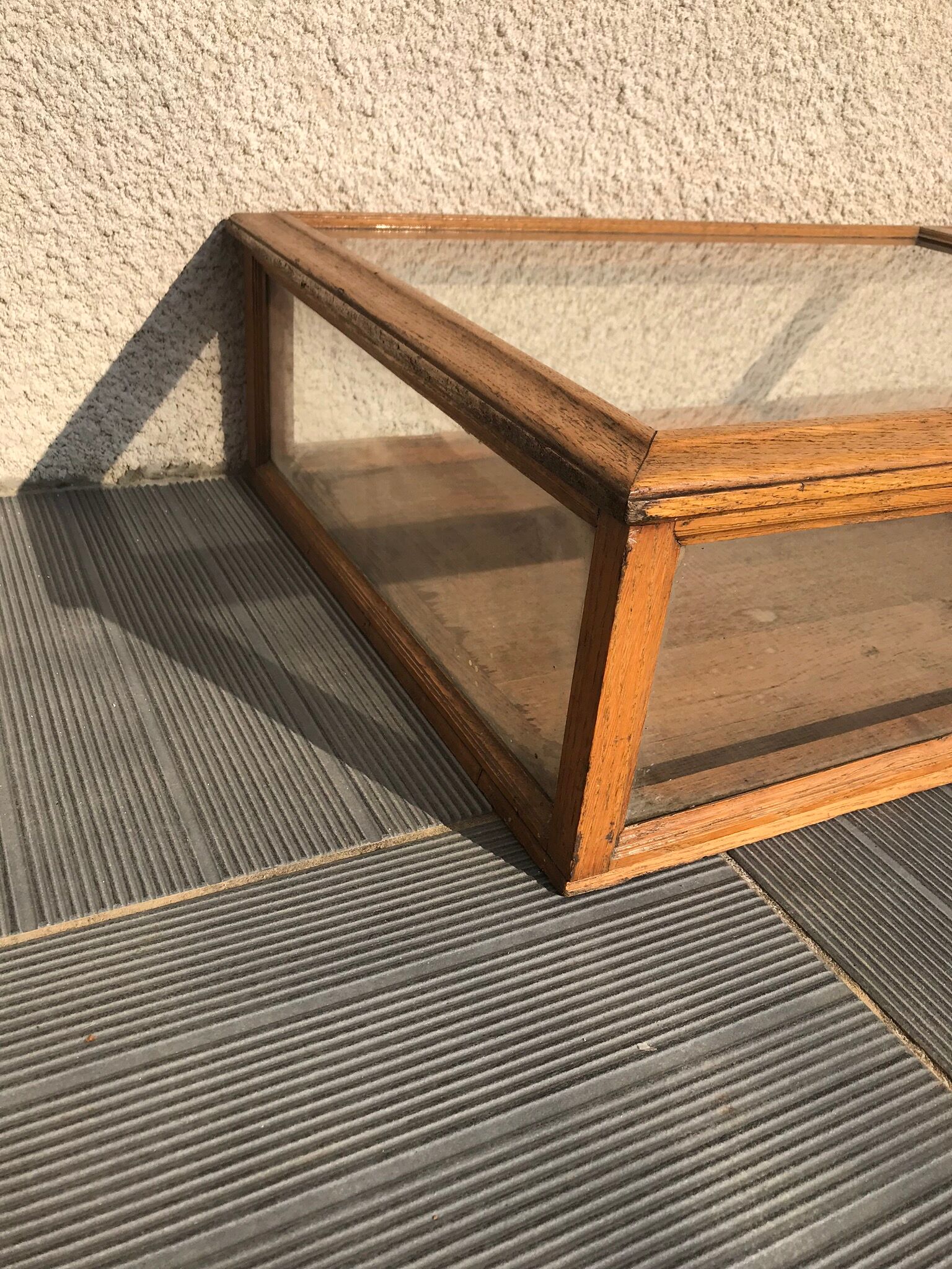 Old 1900 solid oak jewelry showcase