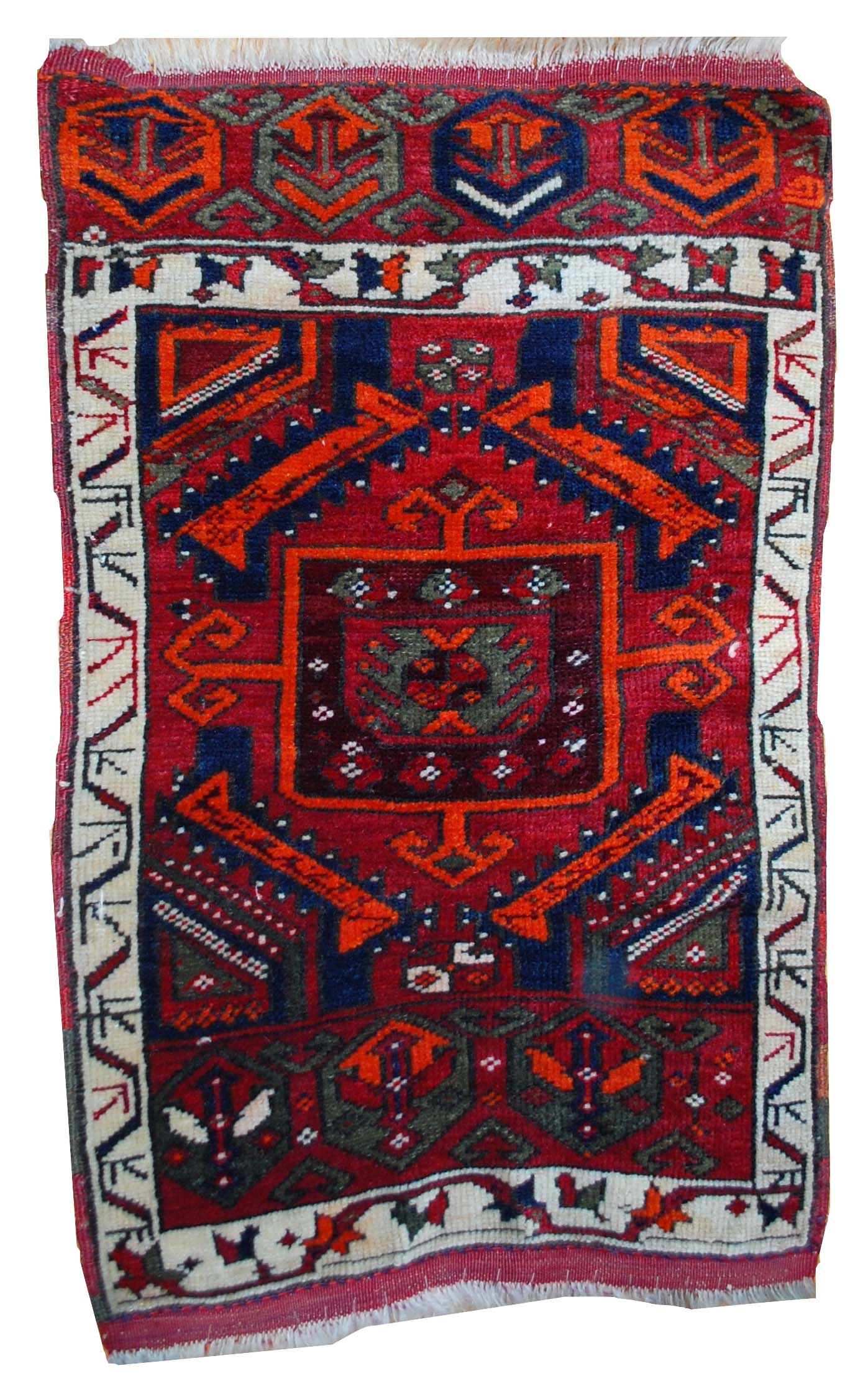 Old Turkish carpet Yastik handmade 61cm x 110cm 1890s