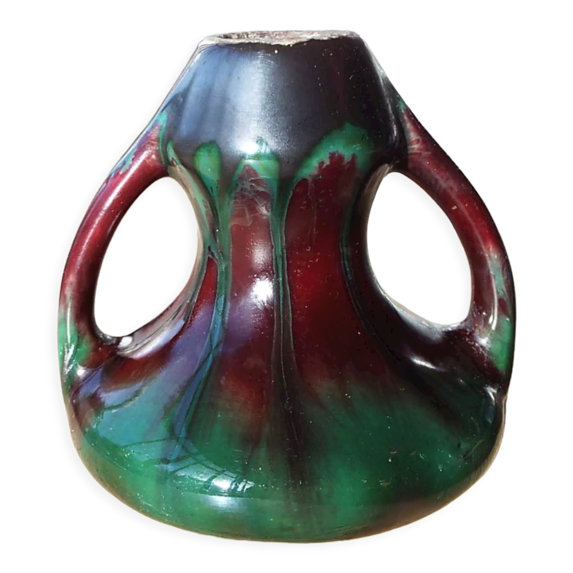 Flamed stoneware vase candle holder