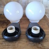 Pair of RZB Leuchten opaline globe wall lights