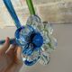 Trio de soliflore vase Murano vintage – verre soufflé bleu & vert – It