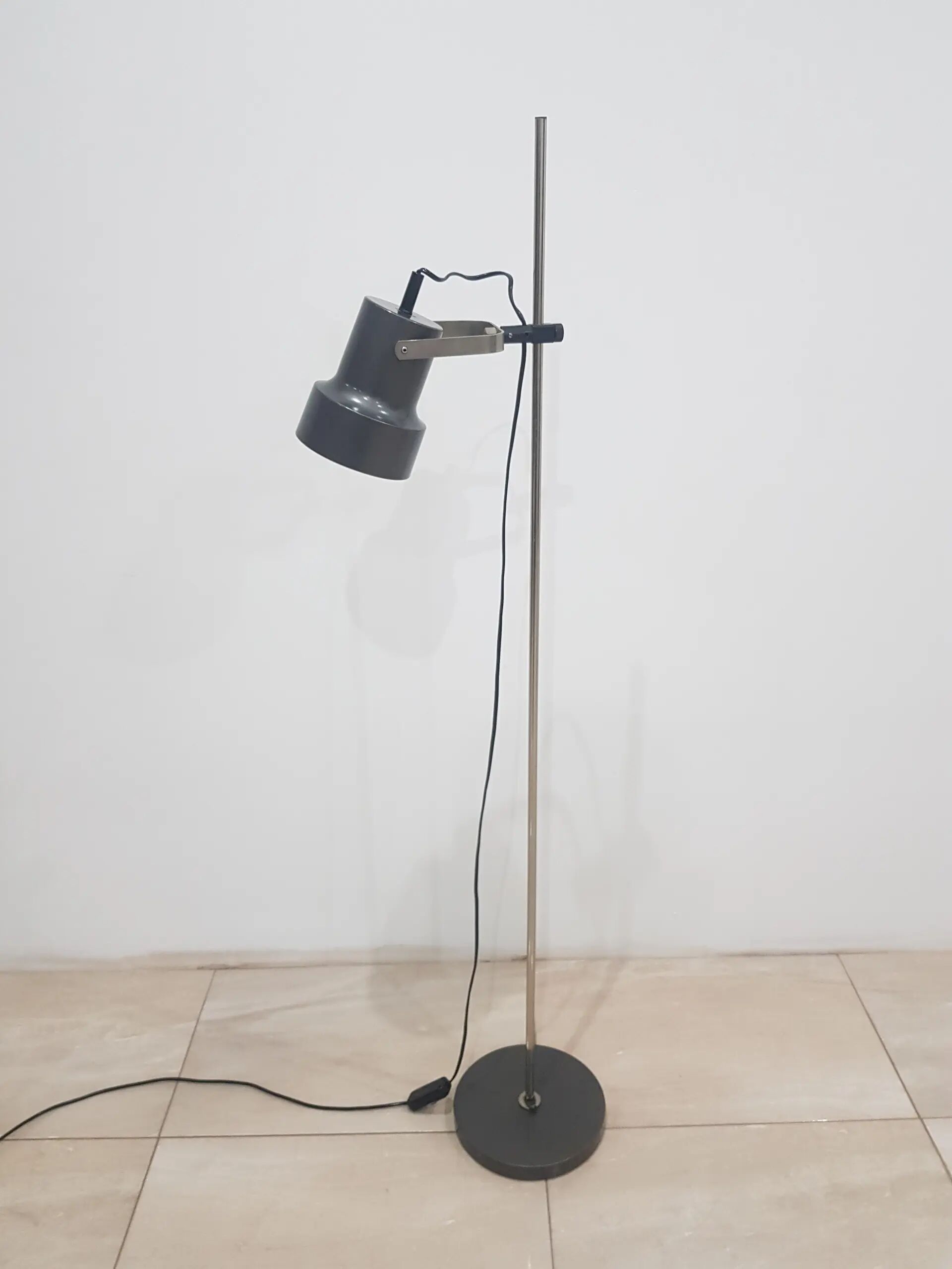 Floor lamp, graphite grey, metal, Germany, 1970s.